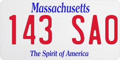 MA license plate 143SA0