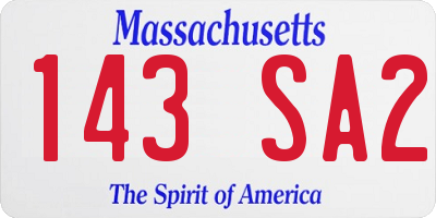 MA license plate 143SA2