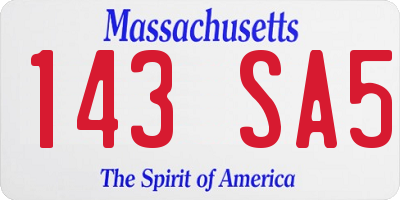 MA license plate 143SA5