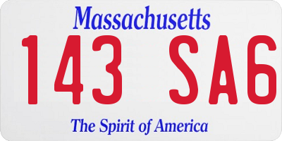 MA license plate 143SA6