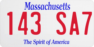 MA license plate 143SA7