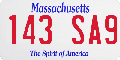 MA license plate 143SA9