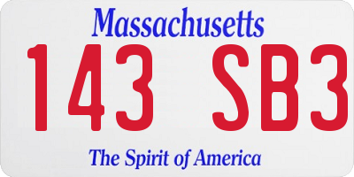 MA license plate 143SB3