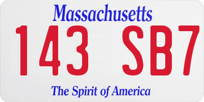 MA license plate 143SB7