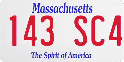 MA license plate 143SC4