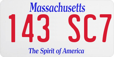 MA license plate 143SC7