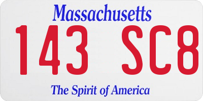 MA license plate 143SC8