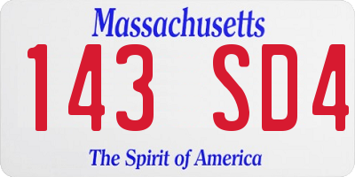 MA license plate 143SD4
