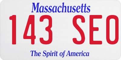 MA license plate 143SE0