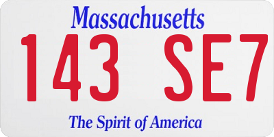 MA license plate 143SE7