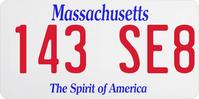MA license plate 143SE8