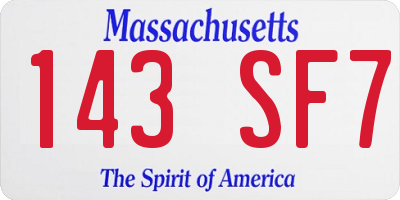 MA license plate 143SF7