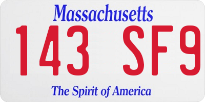 MA license plate 143SF9