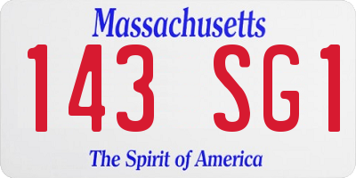 MA license plate 143SG1