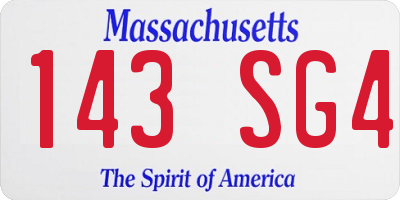 MA license plate 143SG4