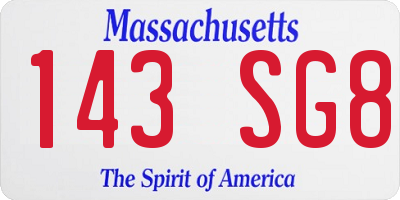 MA license plate 143SG8