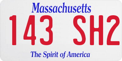 MA license plate 143SH2