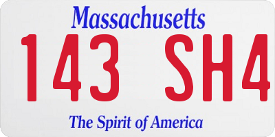 MA license plate 143SH4