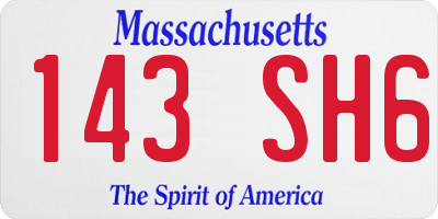 MA license plate 143SH6