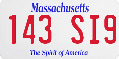 MA license plate 143SI9