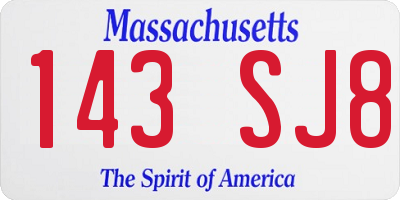 MA license plate 143SJ8
