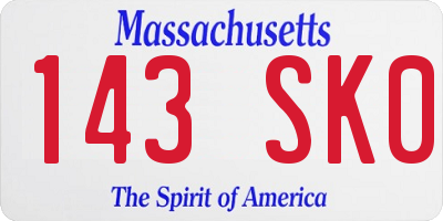 MA license plate 143SK0