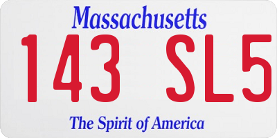 MA license plate 143SL5