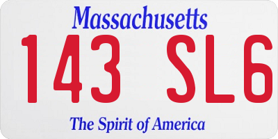 MA license plate 143SL6