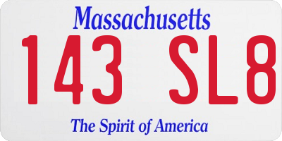 MA license plate 143SL8