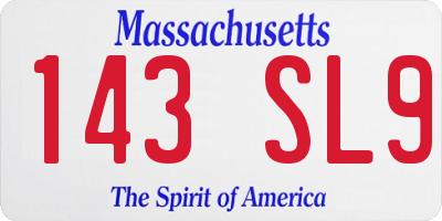 MA license plate 143SL9