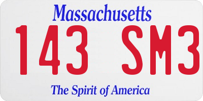 MA license plate 143SM3