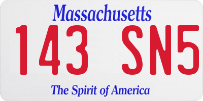 MA license plate 143SN5