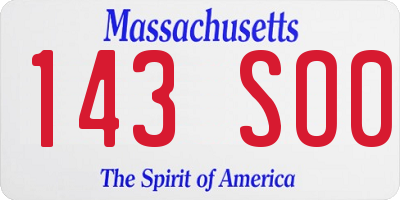 MA license plate 143SO0