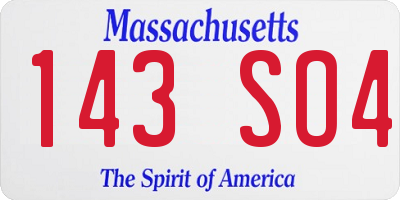 MA license plate 143SO4