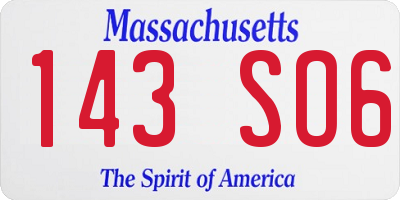 MA license plate 143SO6