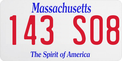 MA license plate 143SO8