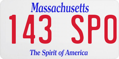 MA license plate 143SP0