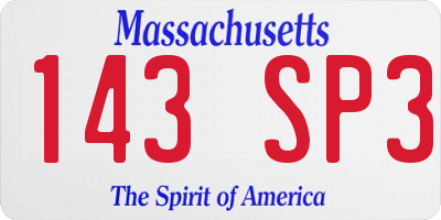 MA license plate 143SP3