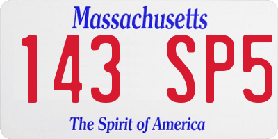 MA license plate 143SP5