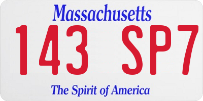 MA license plate 143SP7