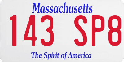 MA license plate 143SP8