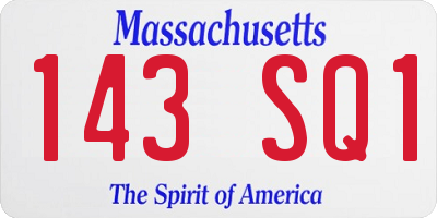MA license plate 143SQ1