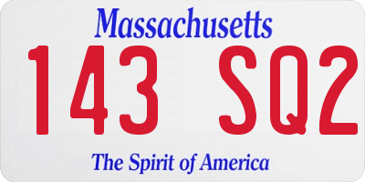 MA license plate 143SQ2