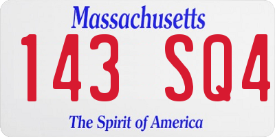 MA license plate 143SQ4
