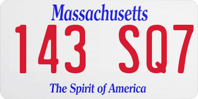 MA license plate 143SQ7