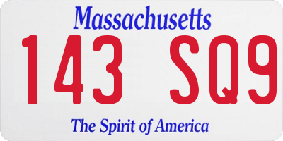 MA license plate 143SQ9