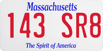 MA license plate 143SR8