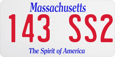 MA license plate 143SS2