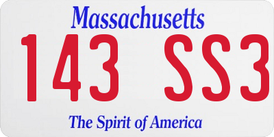 MA license plate 143SS3