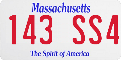 MA license plate 143SS4
